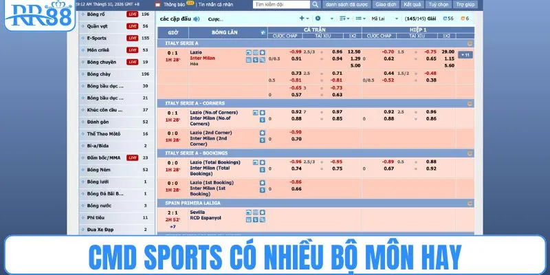 CMD Sports có nhiều bộ môn hay